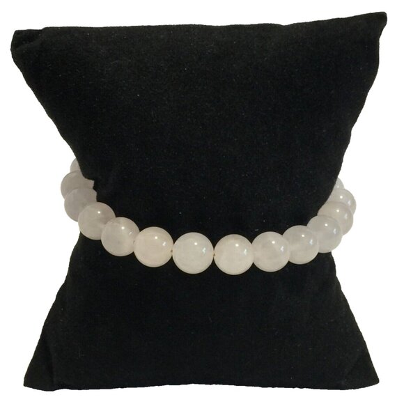 VINTAGE 90s PINK QUARTZ BEADED BRACELET 6mm HANDMADE WOMENS - Picture 8 of 8